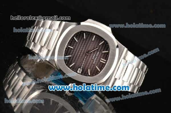 Patek Philippe Nautilus Miyota 9015 Automatic Full Steel with Grey Dial and White Stick Markers - Click Image to Close